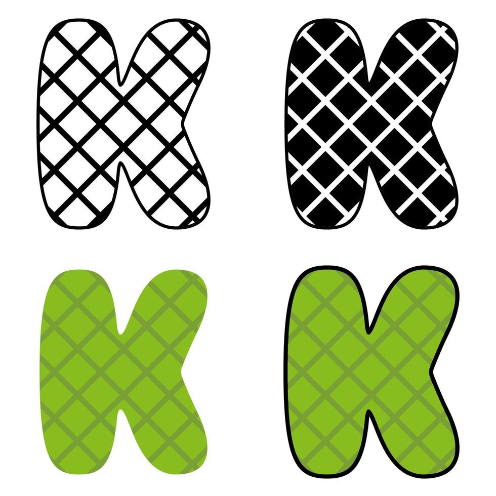 Alphabet K in flat style isolated vector