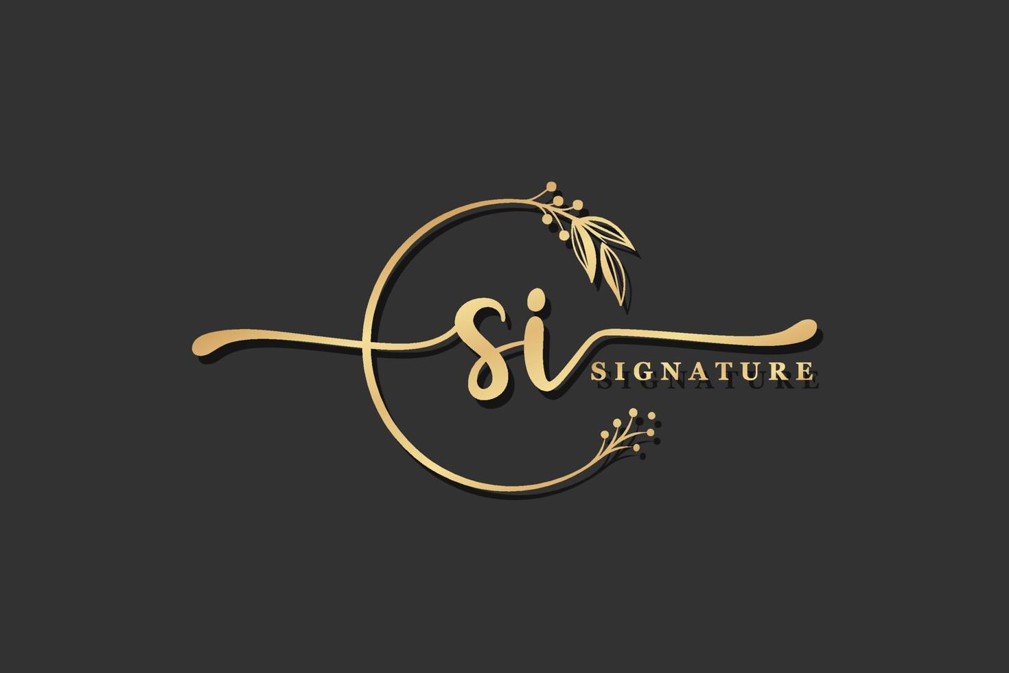 luxury gold signature initial ba logo design isolated leaf and flower vector