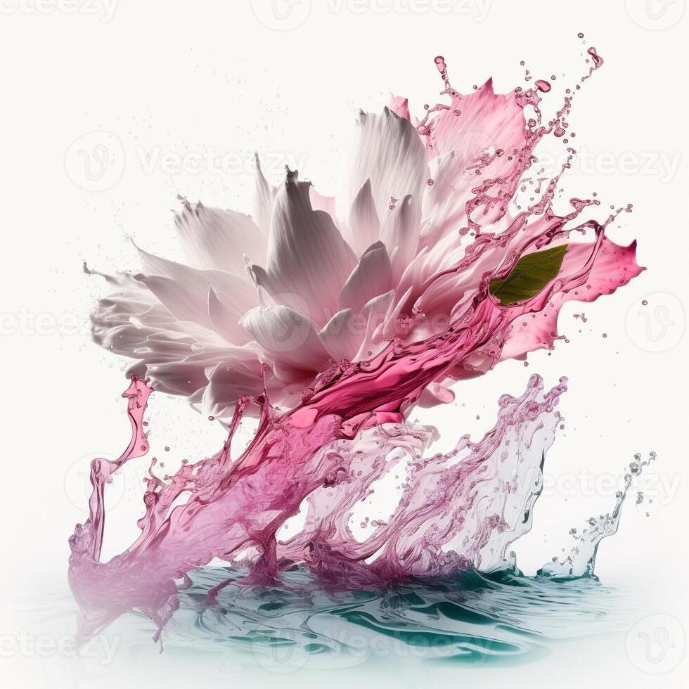 Beautiful pink flower in the water. photo