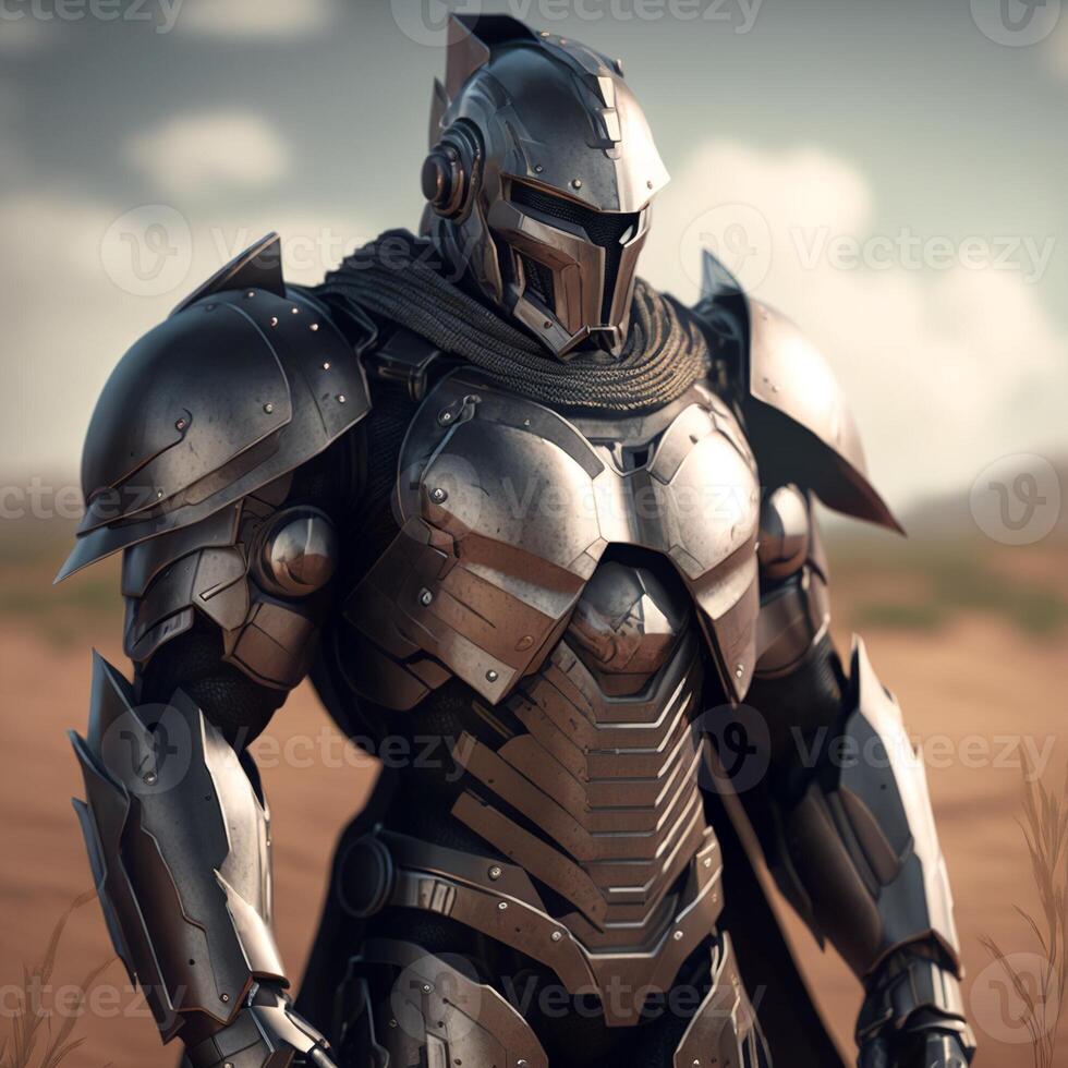 Futuristic medieval armor made of titanium. 22053144 Stock Photo at