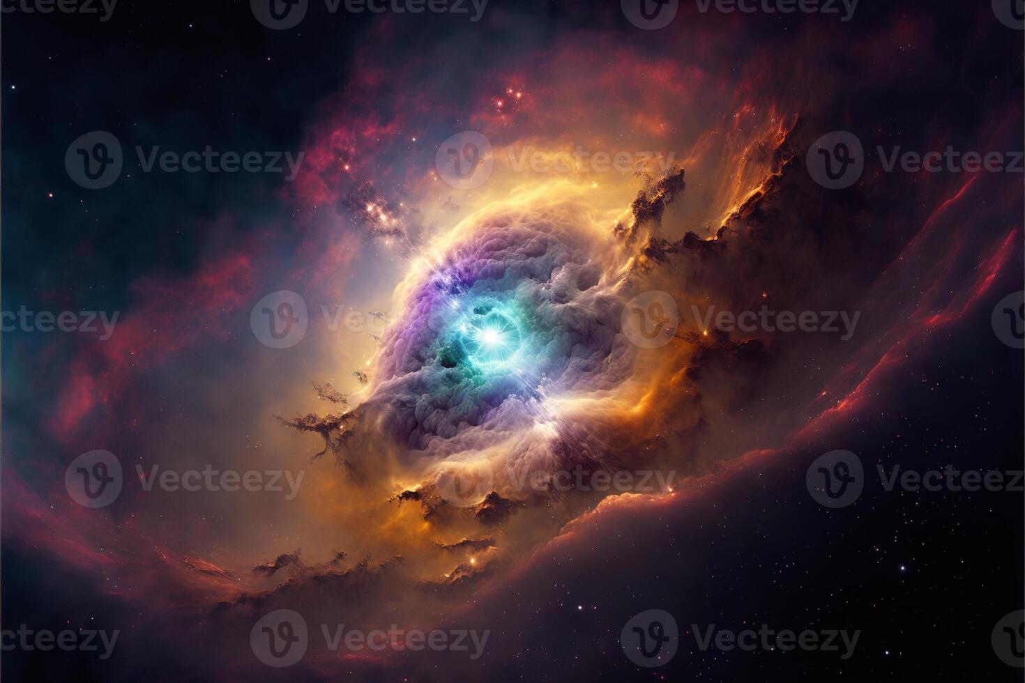 Star in the immensity of space with vibrant colors. photo