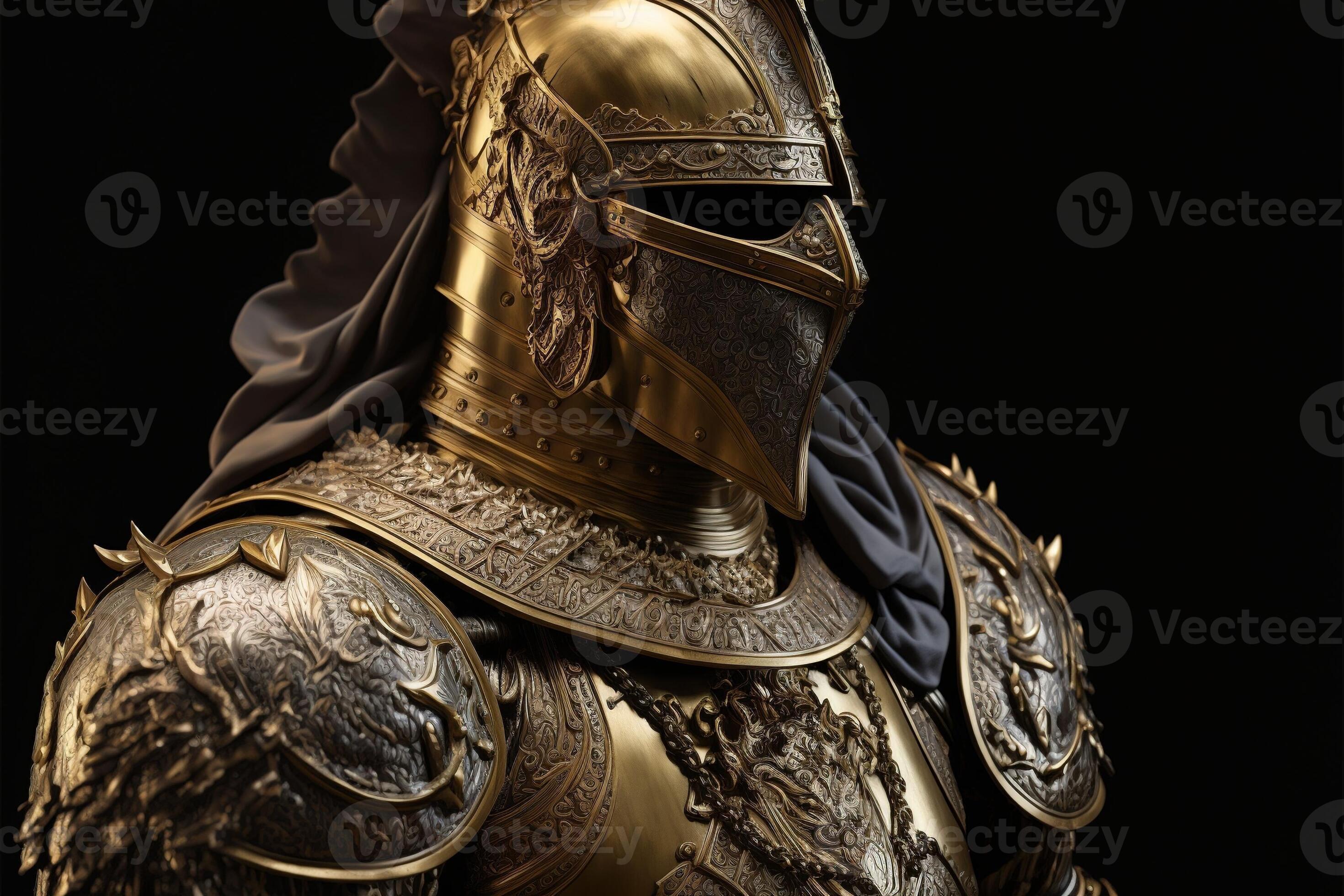 Medieval knight in golden armor. Digital illustration AI 22053172 Stock