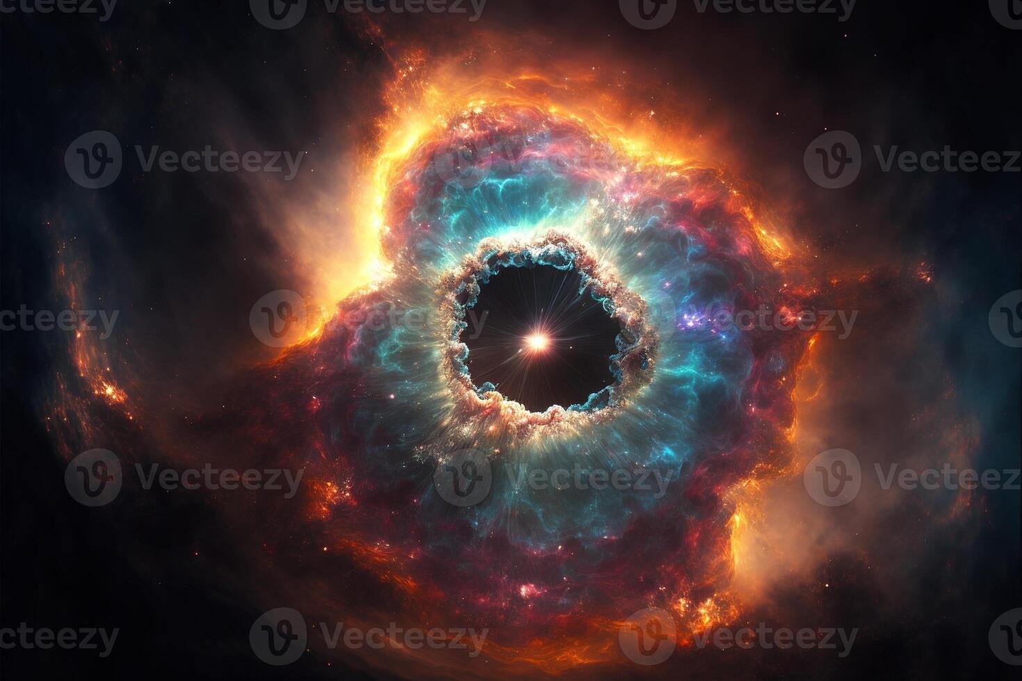 Star in the immensity of space with vibrant colors. photo