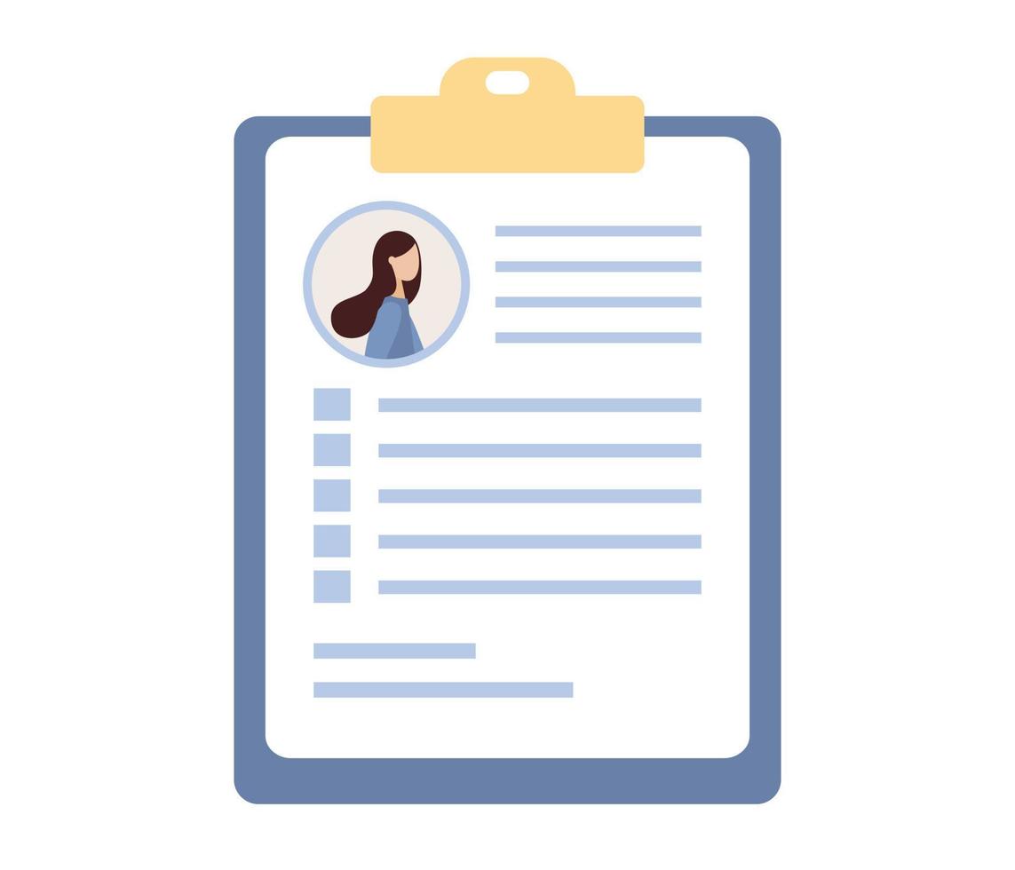 Resume icon. CV document. Job search.HR concept. Recruitment and headhunting agency. Vector flat illustration