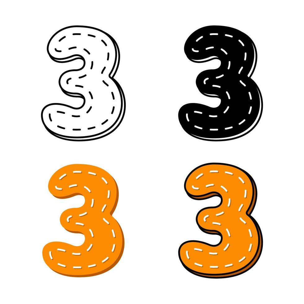 Number 3 in flat style isolated vector