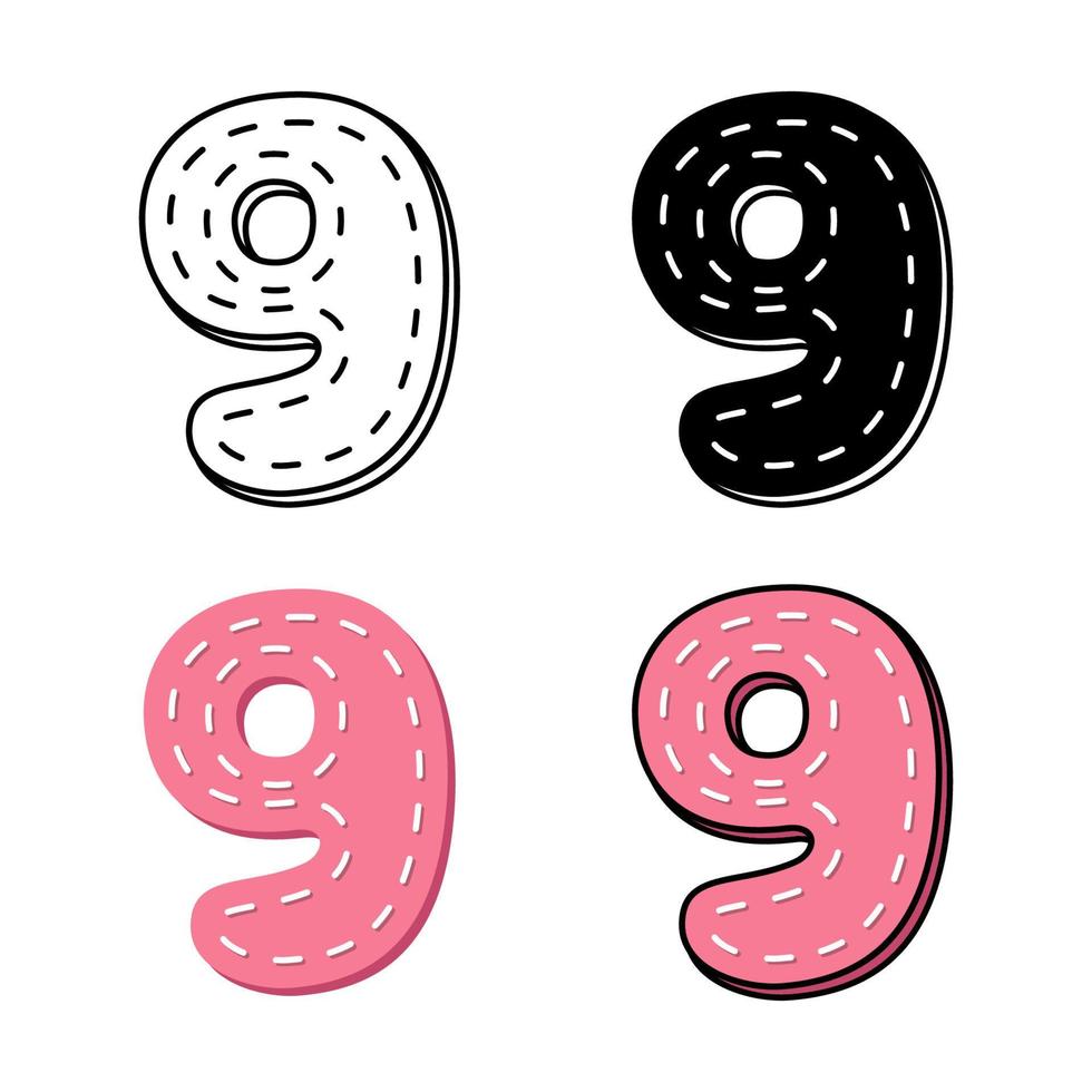Number 9 in flat style isolated vector