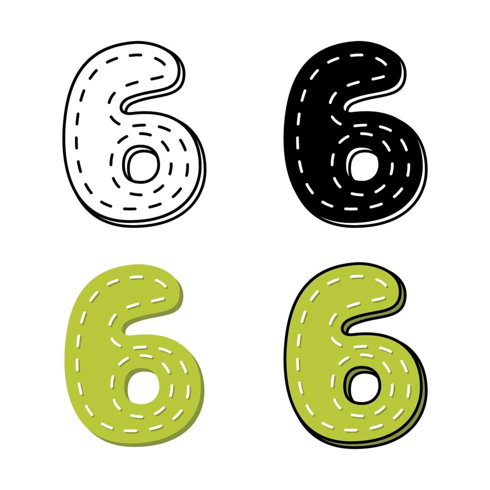 Number 6 in flat style isolated vector