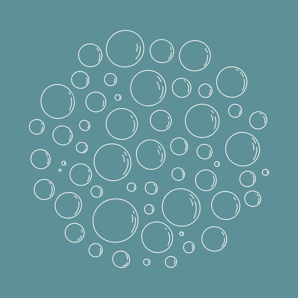 Hand-drawn water bubbles. Simple vector illustration isolated on blue background