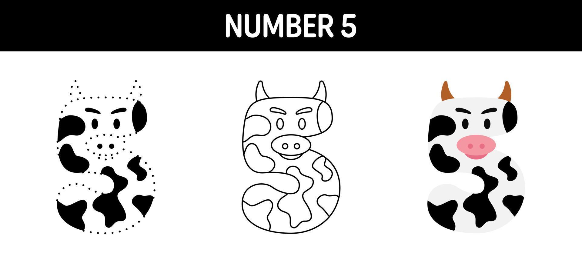 Number 5 tracing and coloring worksheet for kids 22053731 vector art at