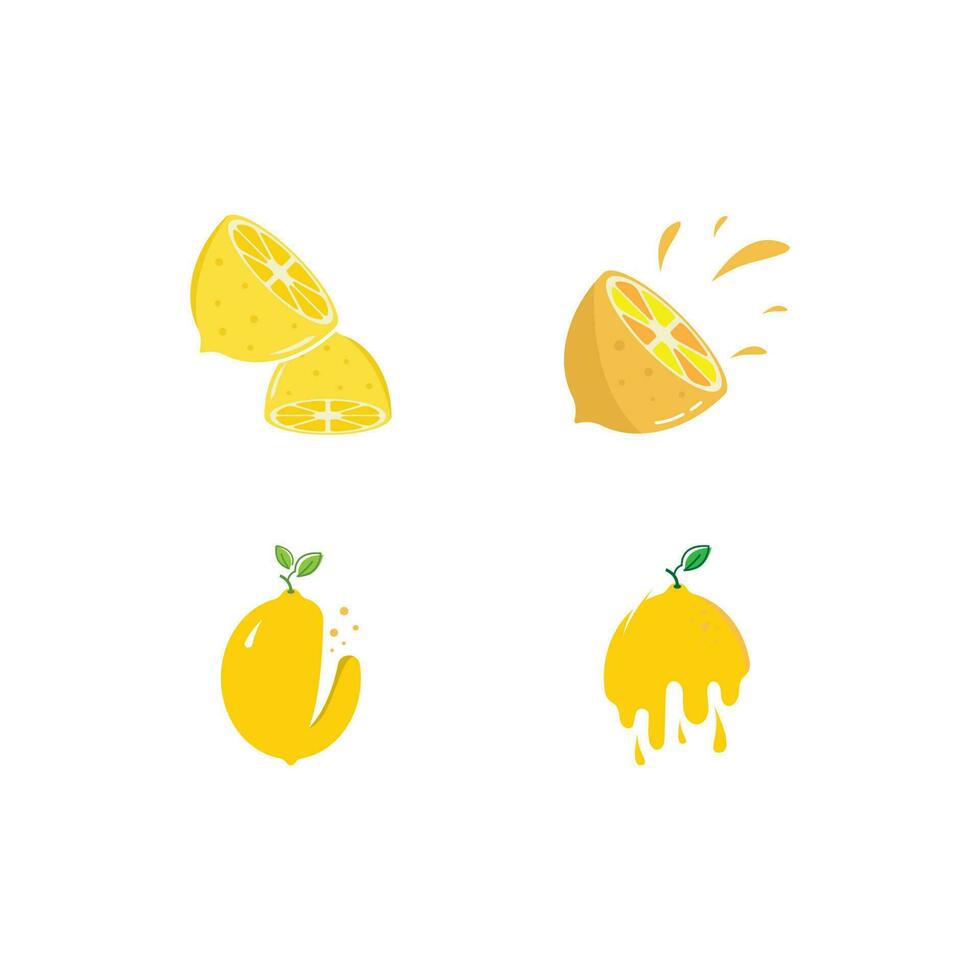 Fresh lemon fruit vector logo with leaves, for lemon fruit fresh drink.