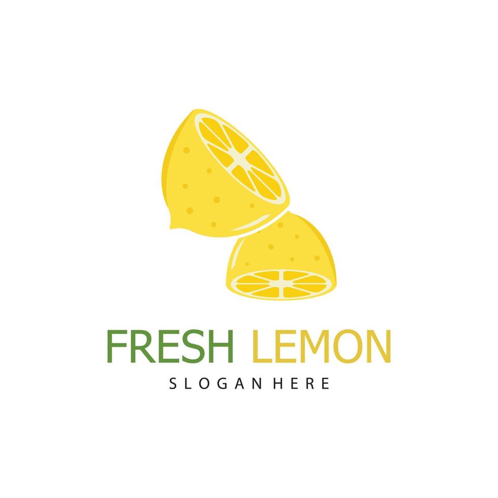 Fresh lemon fruit vector logo with leaves, for lemon fruit fresh drink.