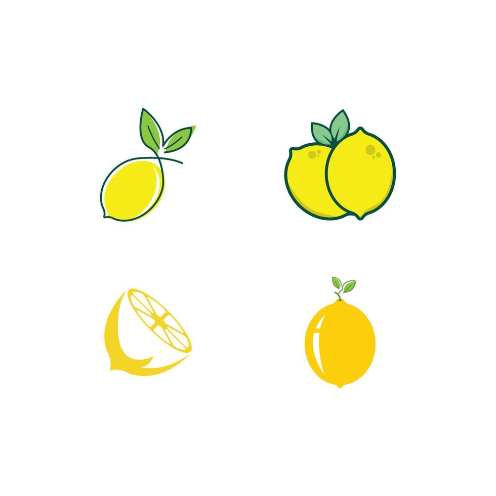 Fresh lemon fruit vector logo with leaves, for lemon fruit fresh drink.