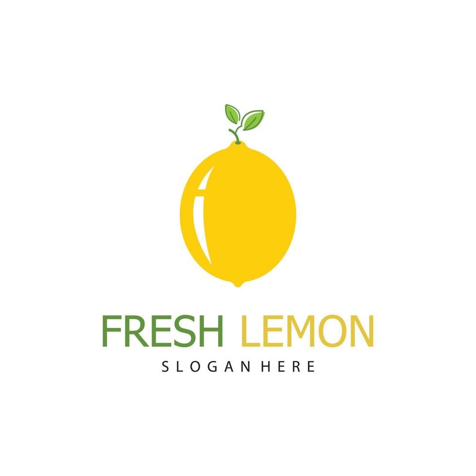 Fresh lemon fruit vector logo with leaves, for lemon fruit fresh drink.