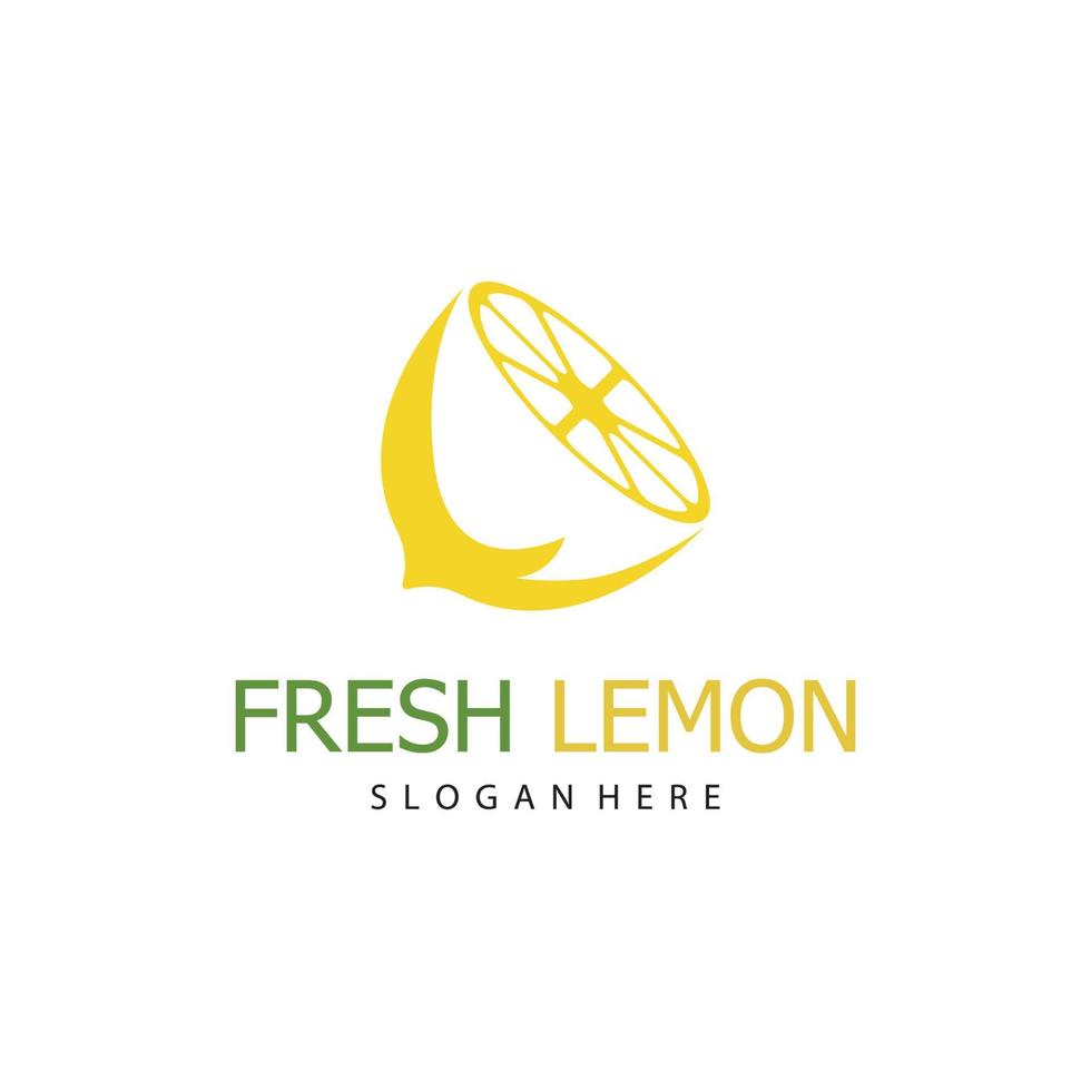 Fresh lemon fruit vector logo with leaves, for lemon fruit fresh drink.