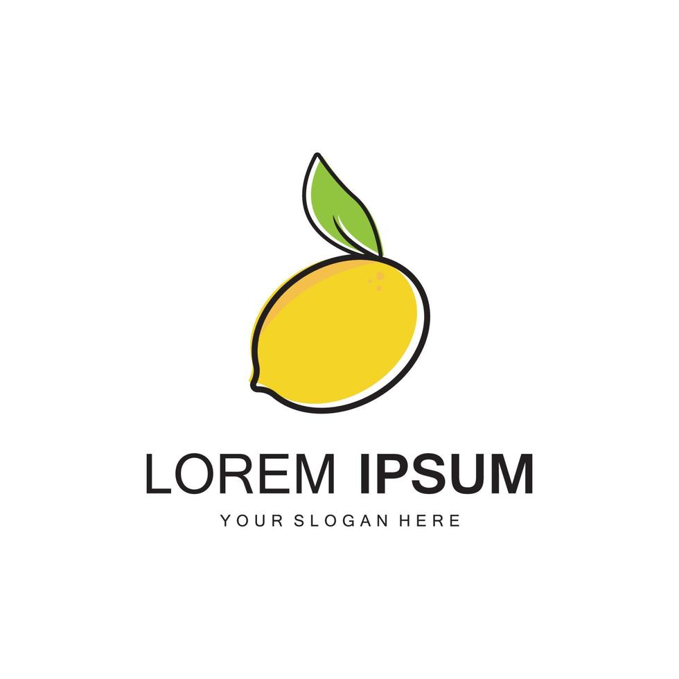 Fresh lemon fruit vector logo with leaves, for lemon fruit fresh drink.