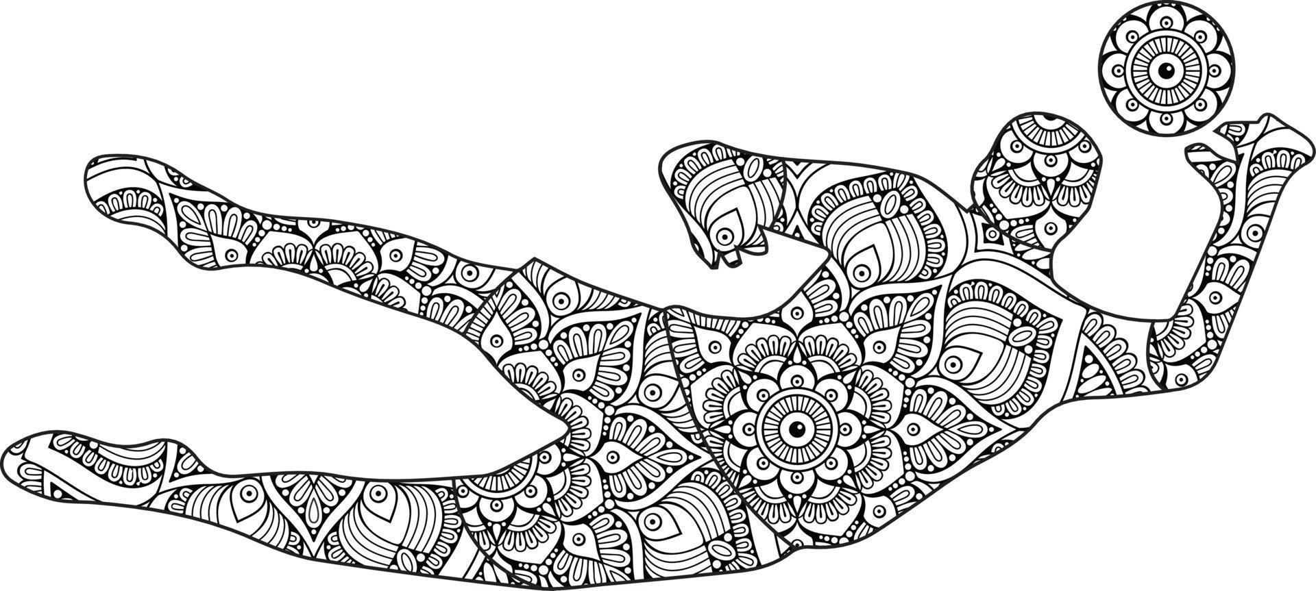 Football player mandala coloring page vector