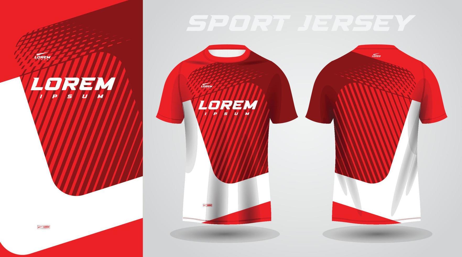 red shirt soccer football sport jersey template design mockup vector
