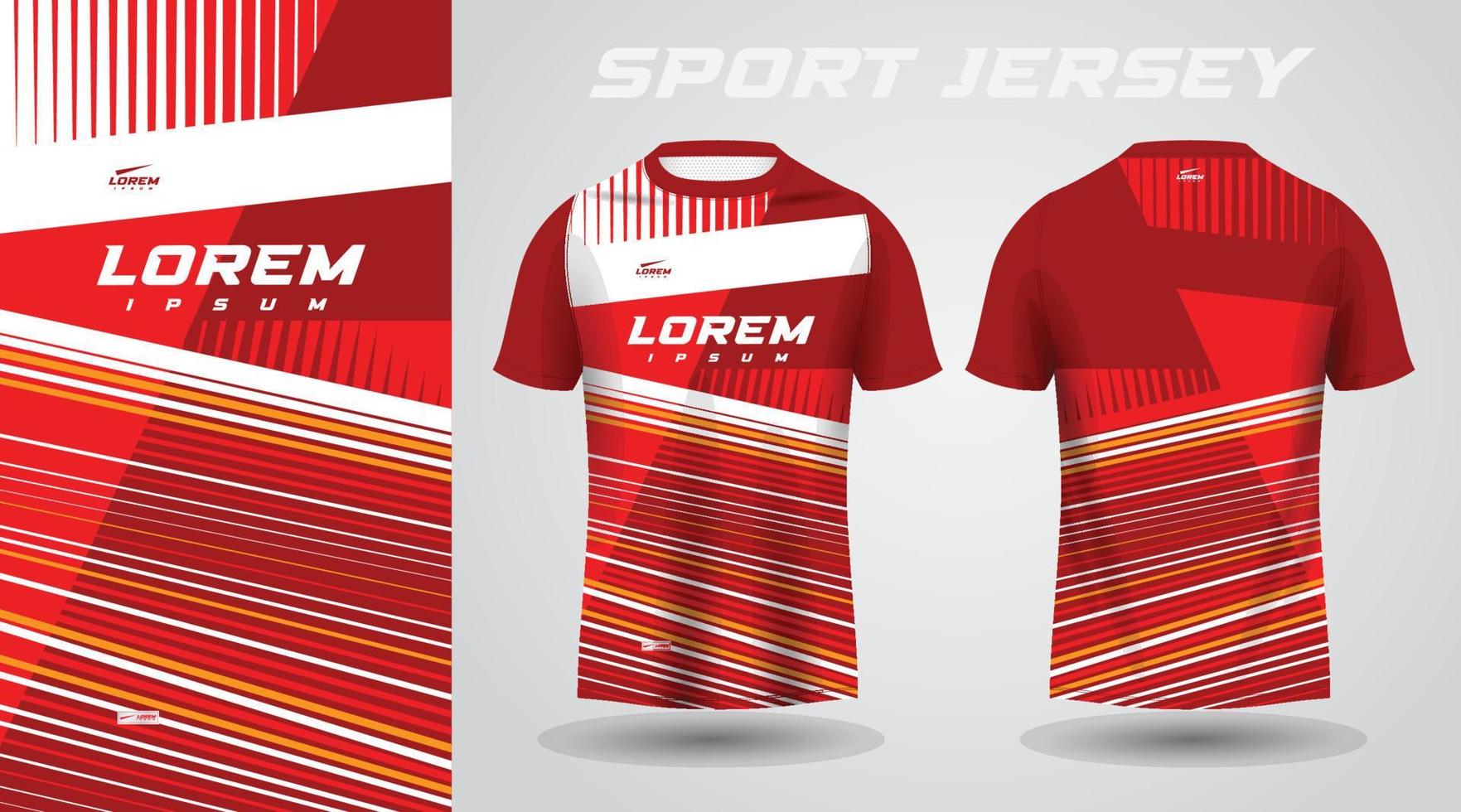 red shirt soccer football sport jersey template design mockup vector