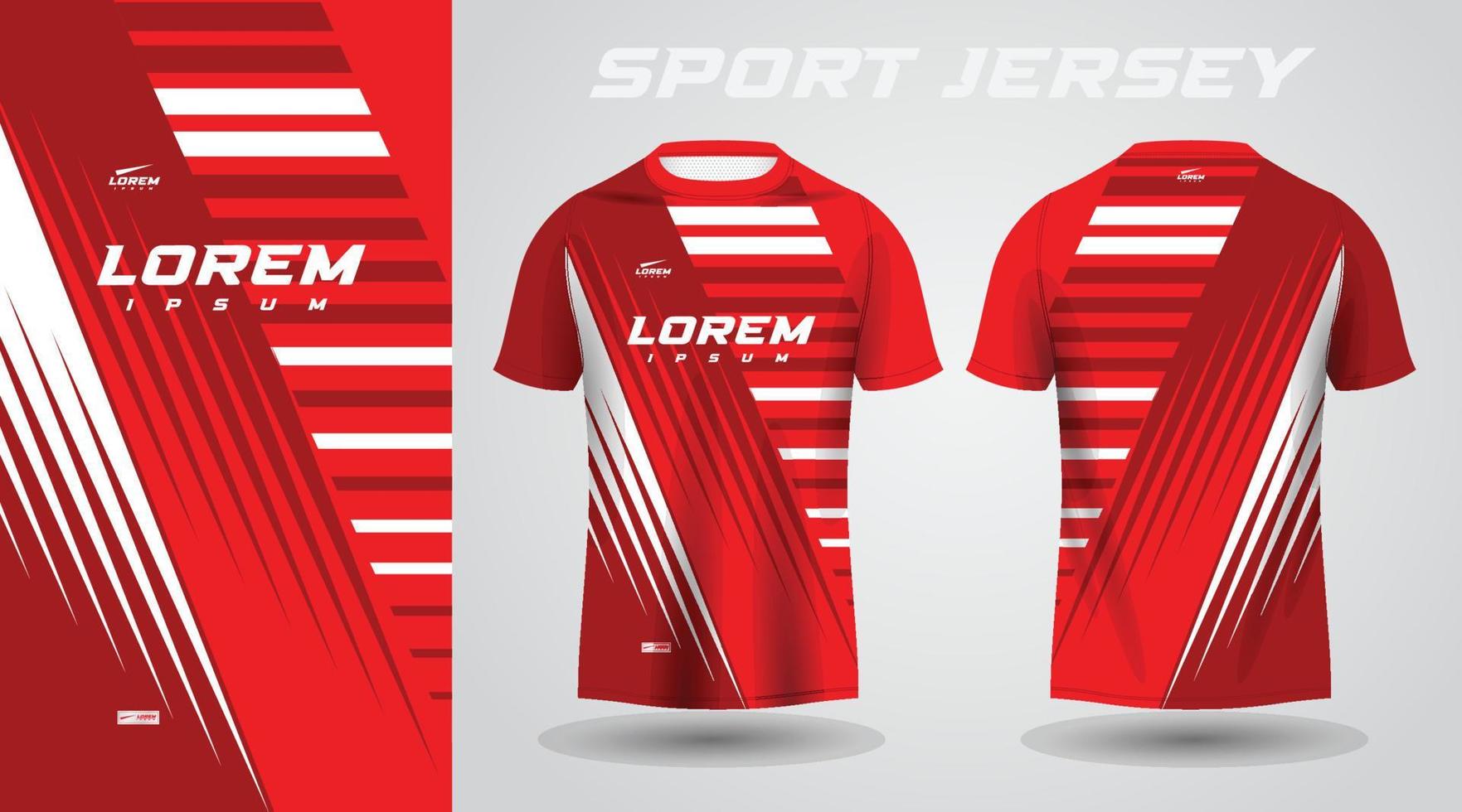 red shirt soccer football sport jersey template design mockup vector