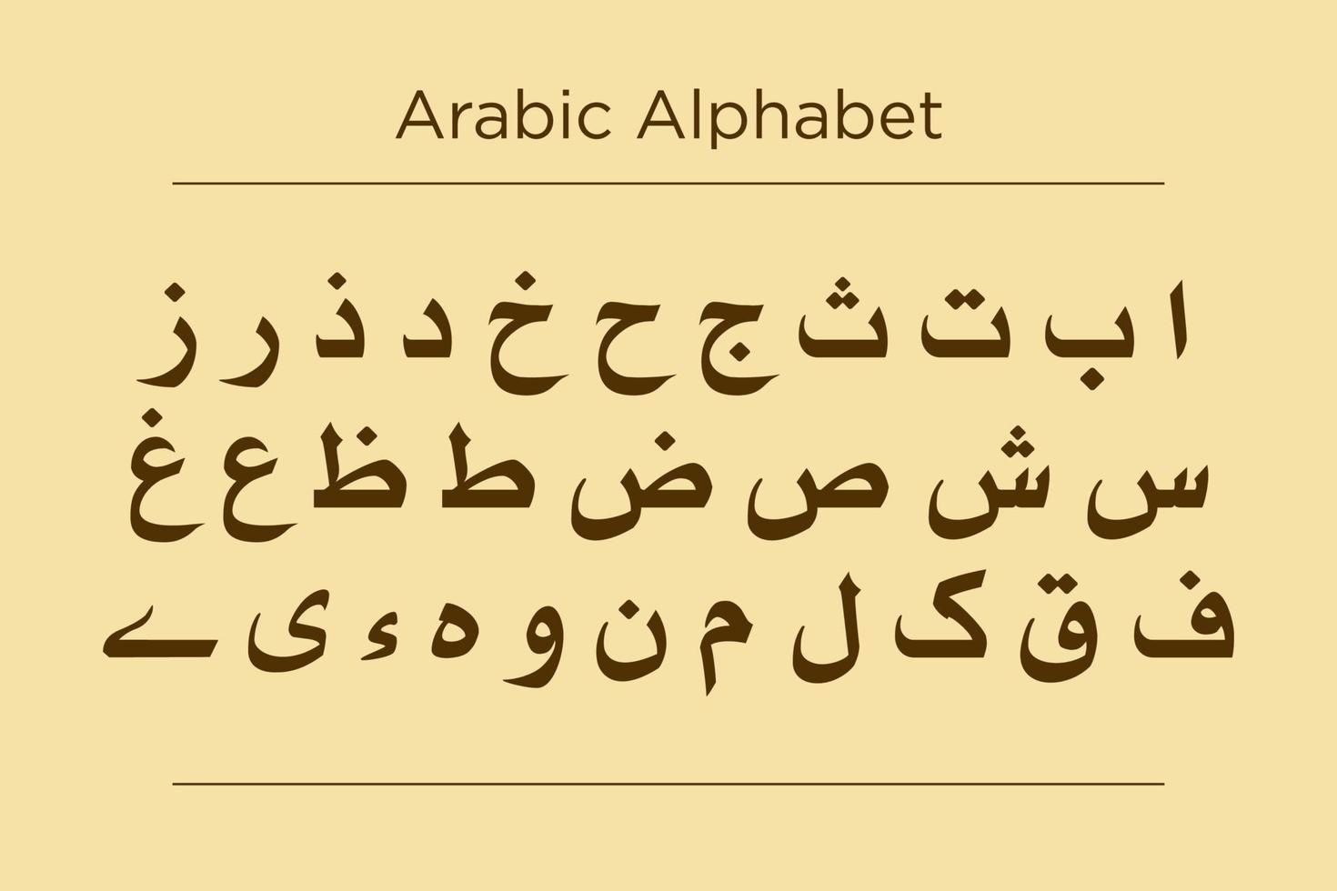 Arabic Alphabet Calligraphy Fonts Style vector