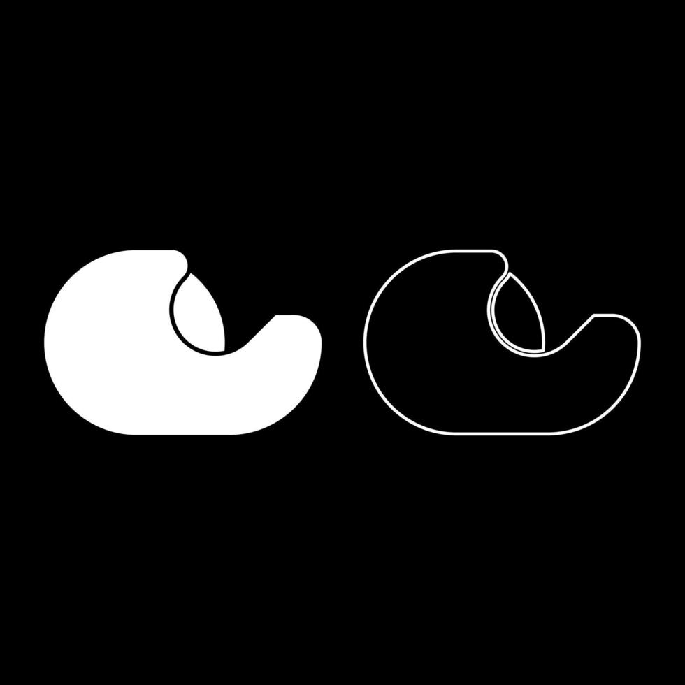Dispenser with scotch tape adhesive for table set icon white color vector illustration image solid fill outline contour line thin flat style
