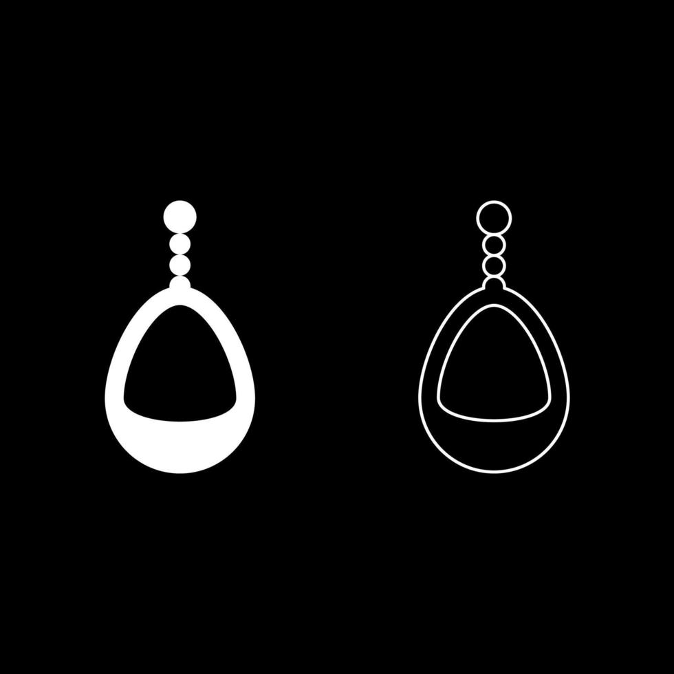 Ear-ring jewelry pendant earrings luxury bijou precious stone bijouterie adornment embellishment set icon white color vector illustration image solid fill outline contour line thin flat style