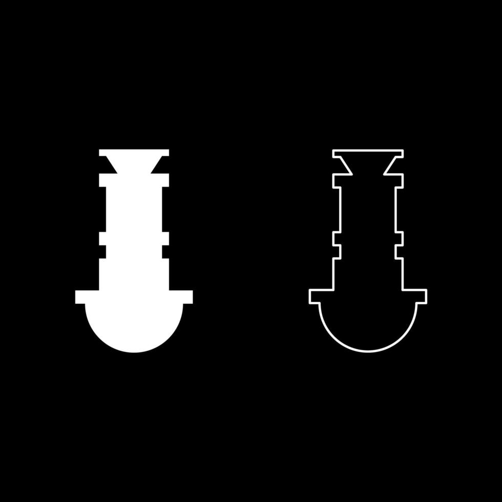 Siphon plumbing fixtures sewer drain under sink sewerage set icon white color vector illustration image solid fill outline contour line thin flat style
