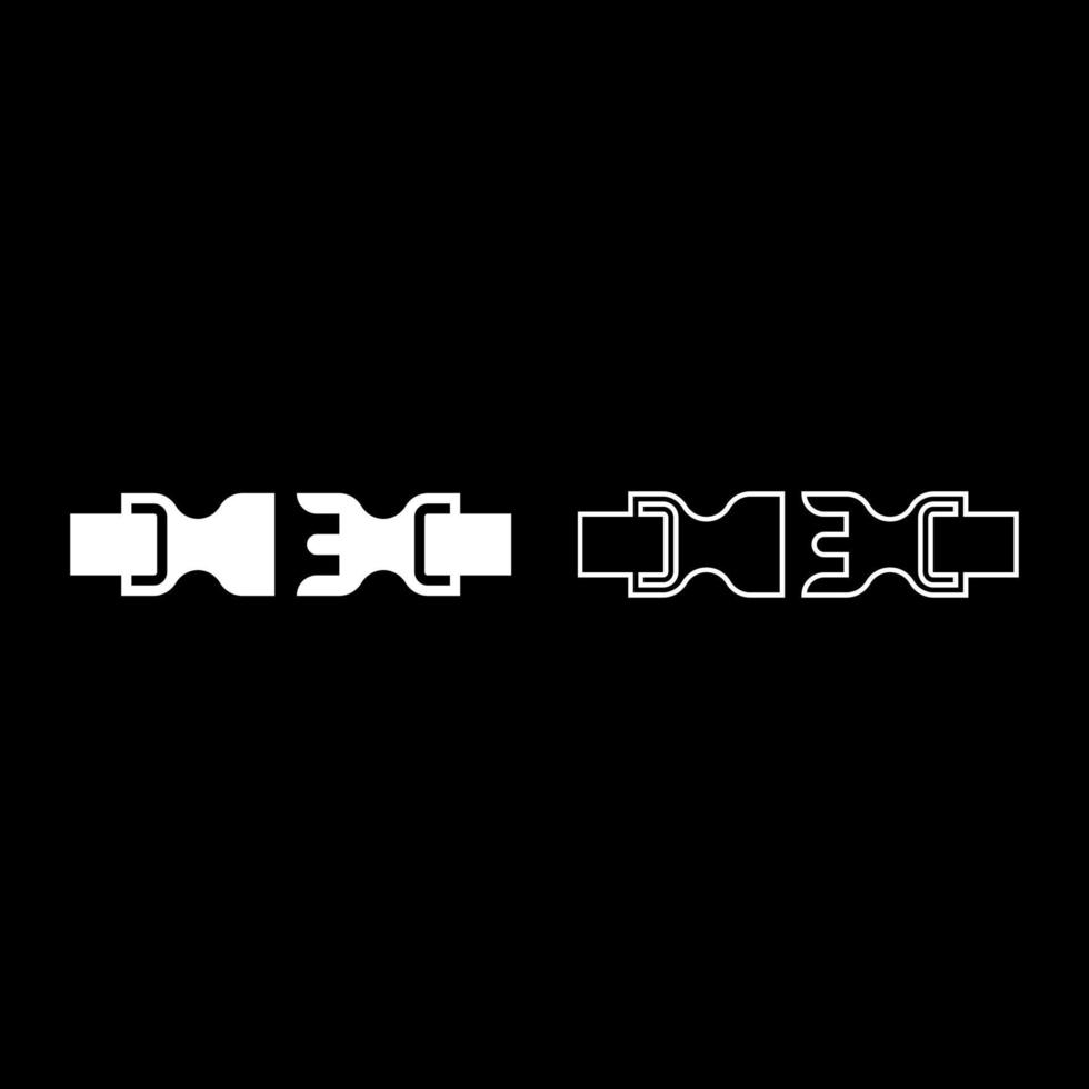 Buckle fastener clasp furniture for clothes system of fast snap join for backpack bag opened set icon white color vector illustration image solid fill outline contour line thin flat style