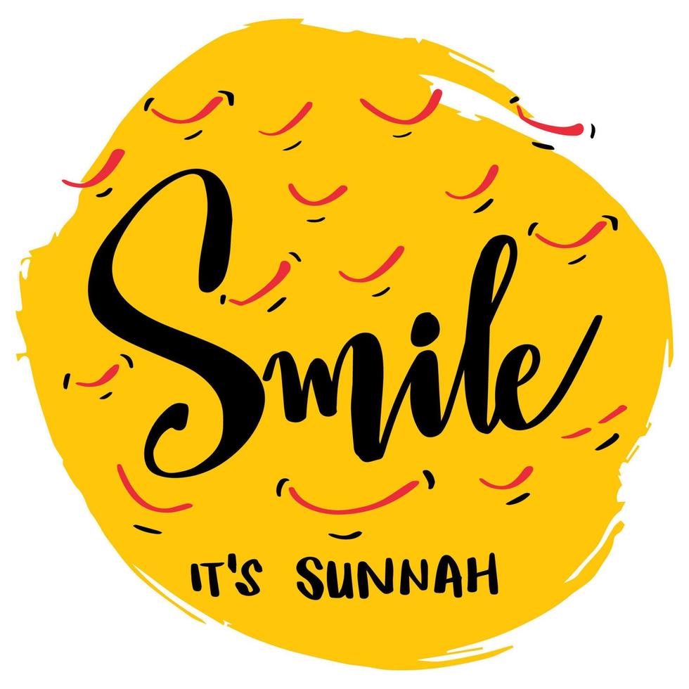 Smile it's sunnah, hand lettering. Islamic quotes. vector