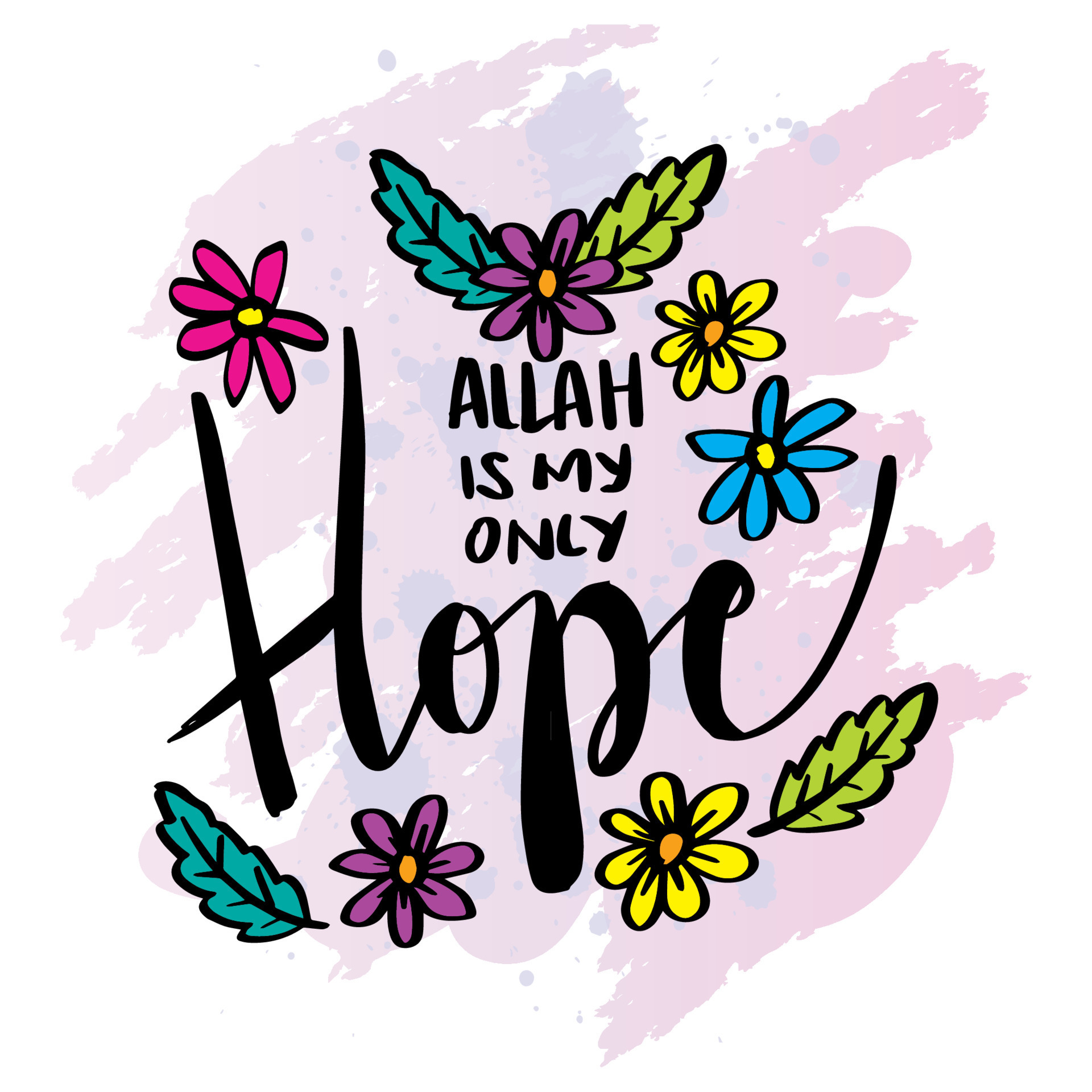 allah-is-my-only-hope-hand-lettering-islamic-quotes-22054442-vector