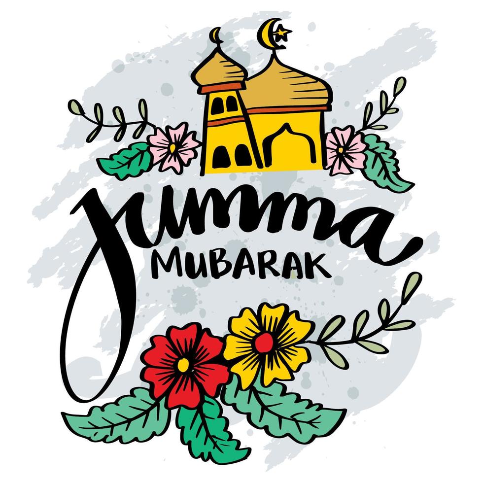 Jumma Mubarak. hand lettering. Islamic poster. vector
