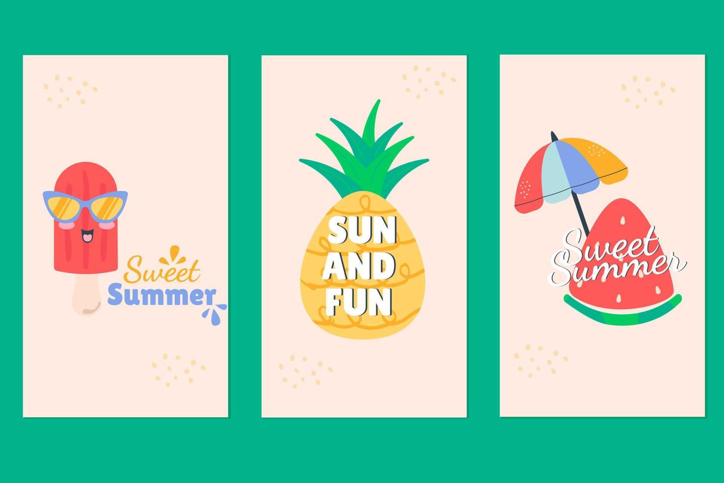 Collection of summer posters with summer lettering vector