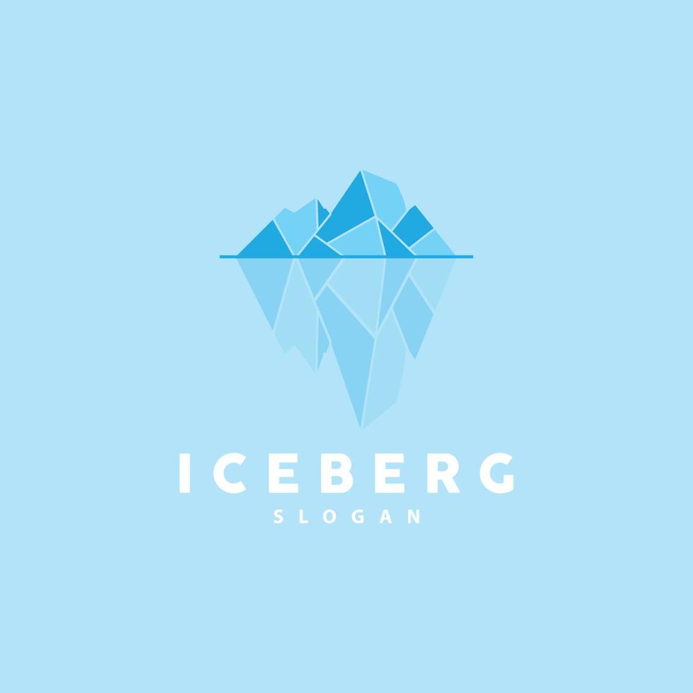 Iceberg Logo, Antarctic Mountains Vector In Ice Blue Color, Nature Design, Product Brand Illustration Template Icon