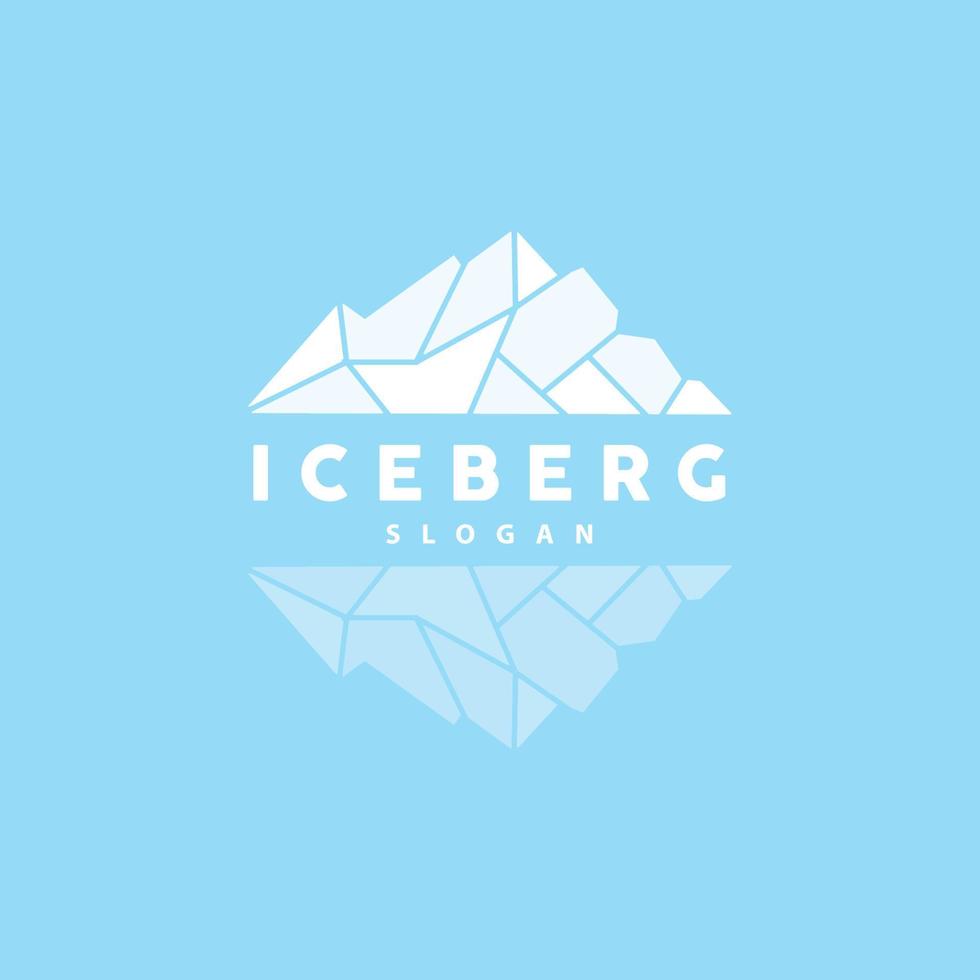 Iceberg Logo, Antarctic Mountains Vector In Ice Blue Color, Nature Design, Product Brand Illustration Template Icon