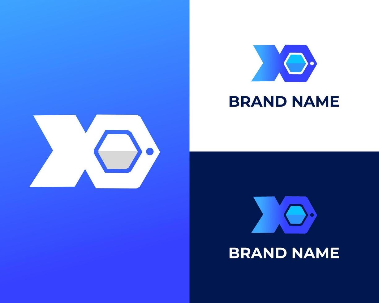 Letter XO modern fish logo design template vector