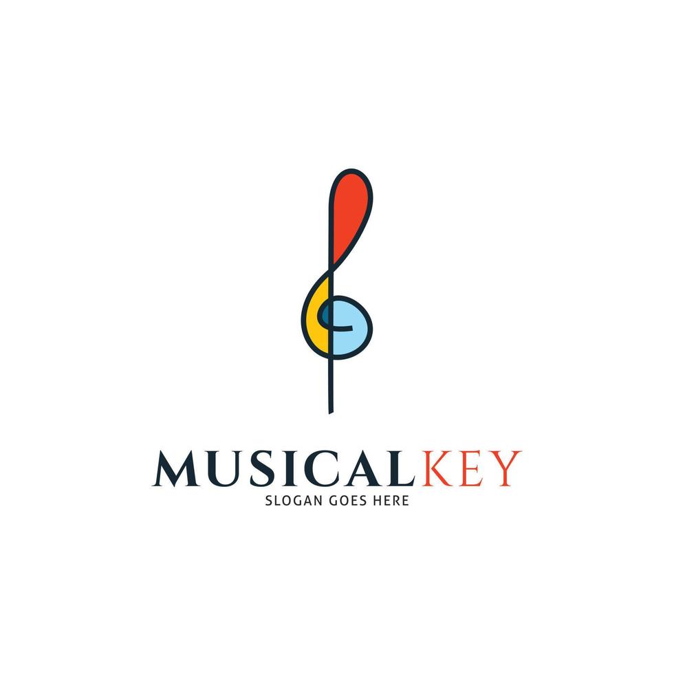Musical Key Icon Vector Logo Template Illustration Design