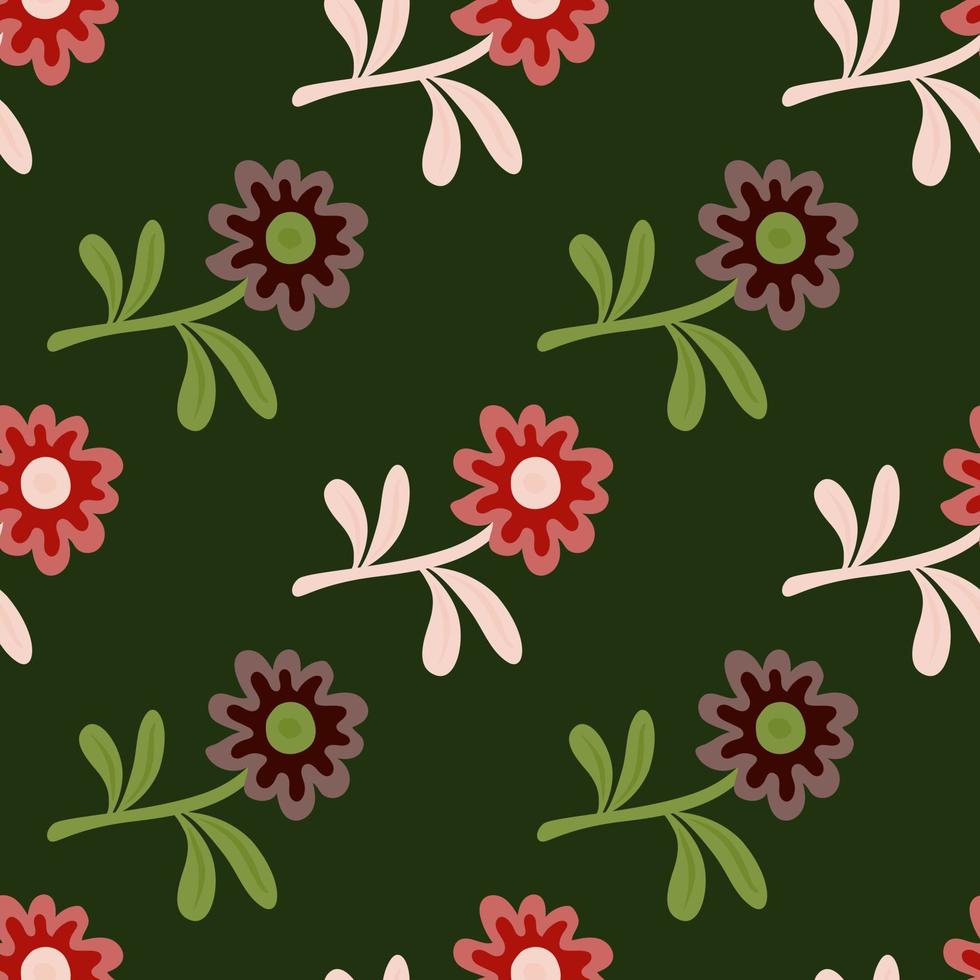 Cute flower seamless pattern in simple style. Hand drawn floral endless background. vector