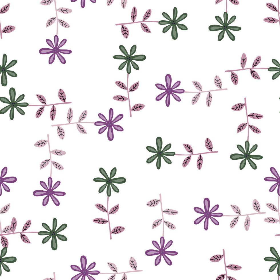 Cute flower seamless pattern. Naive art style. Hand drawn floral endless background. vector