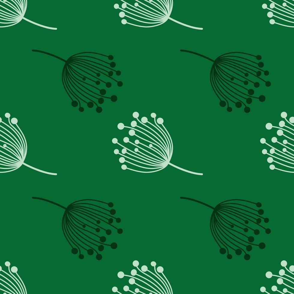 Simple dandelion silhouette seamless pattern. Blowball botanical background. Abstract floral wallpaper. vector