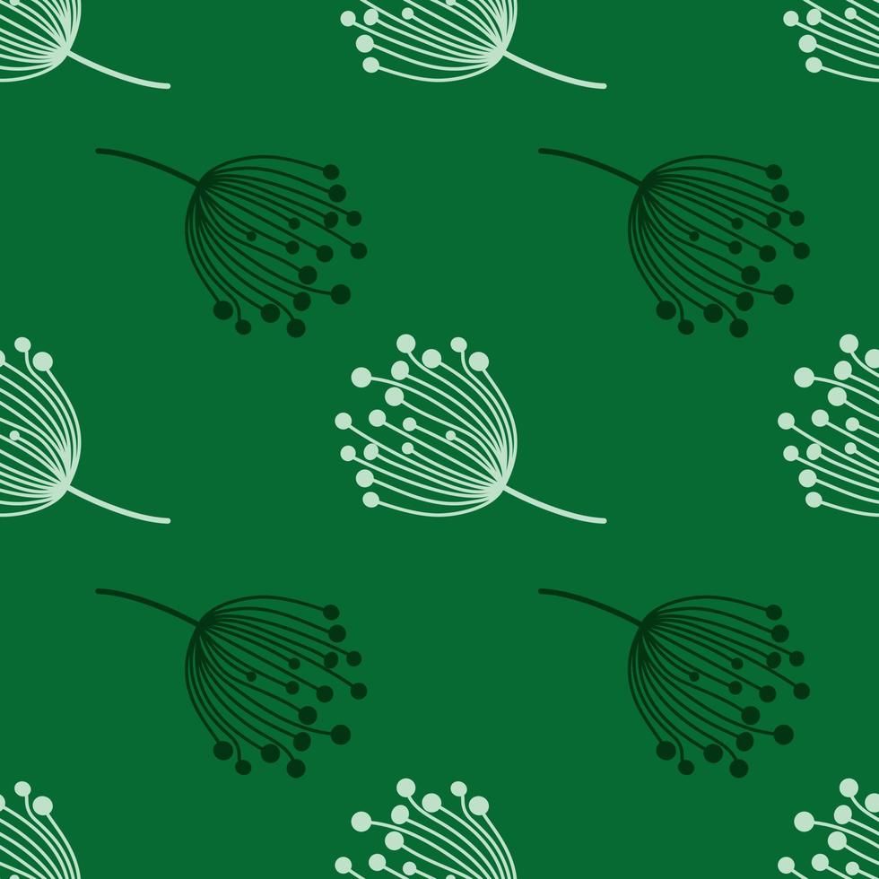 sencillo diente de león silueta sin costura modelo. Blowball botánico antecedentes. resumen floral fondo de pantalla. vector