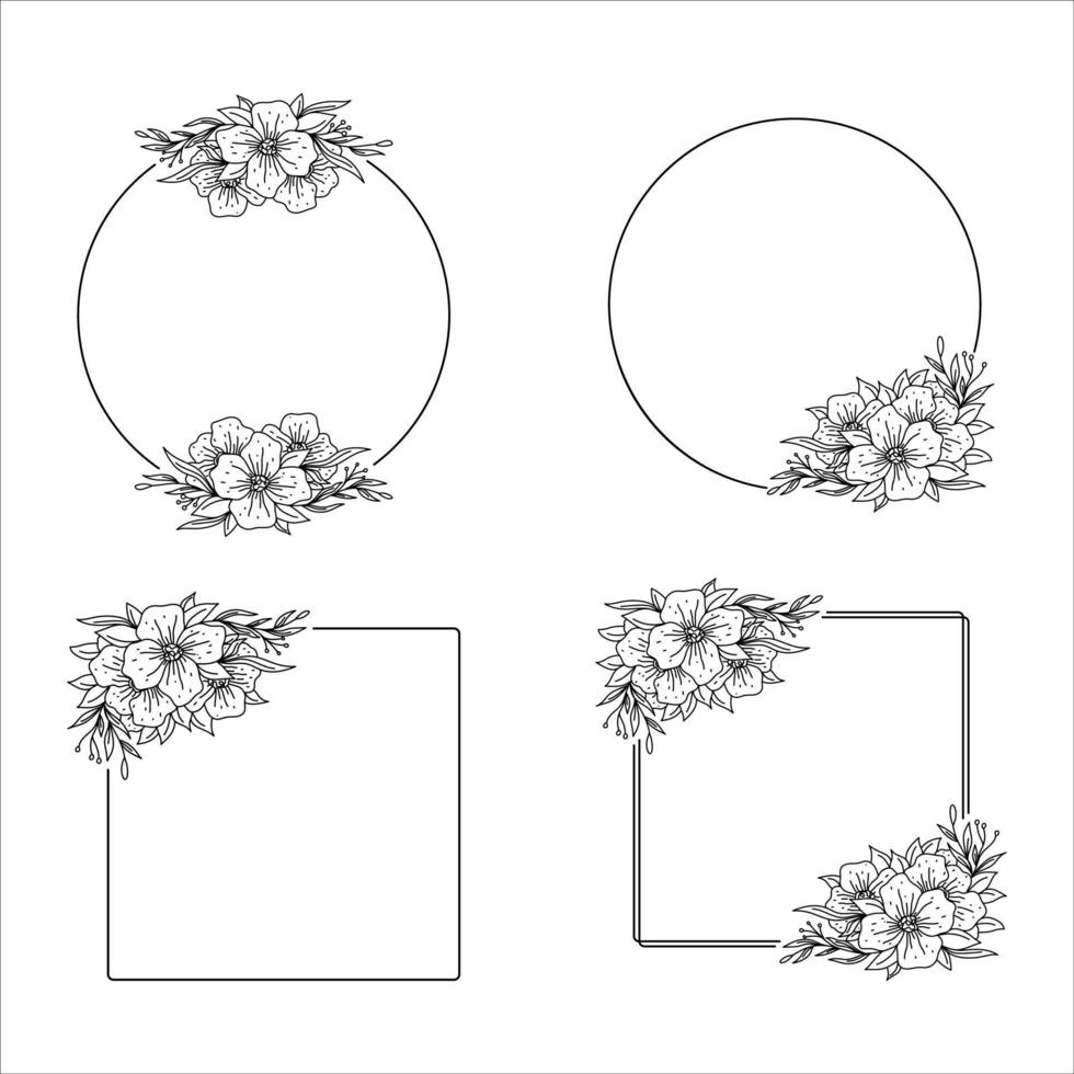 set of floral frame vintage decorative vector