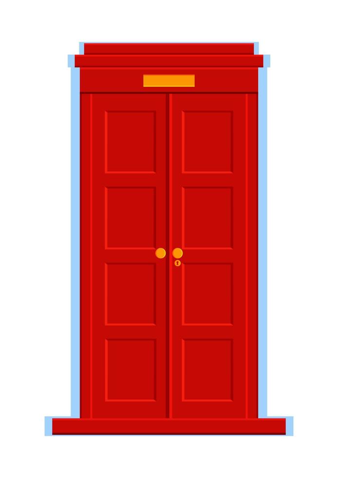 Red Door on White Background Vector Illustration