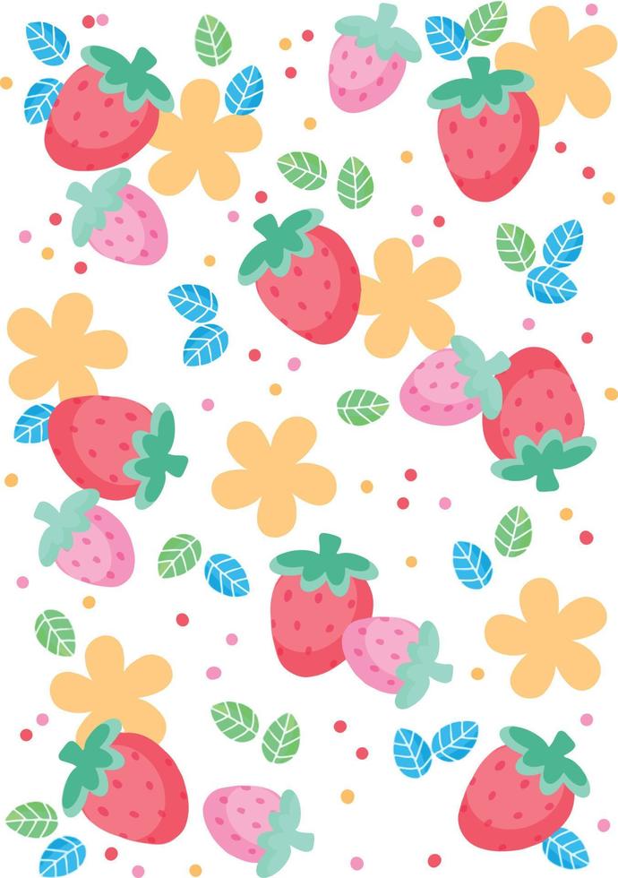 Colorful Strawberries Background and Phone Wallpaper vector
