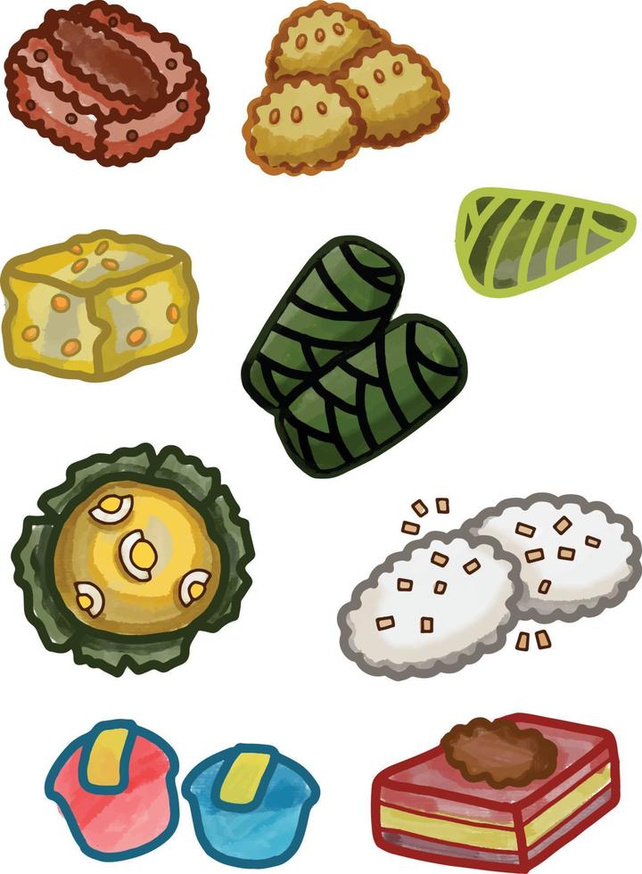 Rice Cake and Other Filipino Delicacies vector