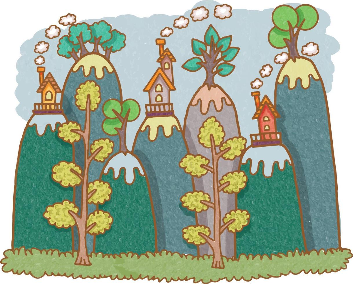 House in the Hill Background vector