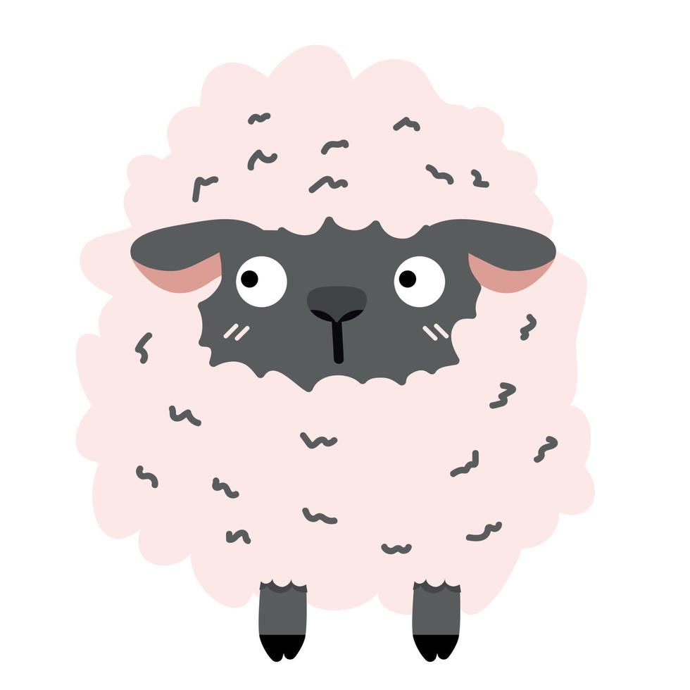 Cute doodle black sheep flat vector