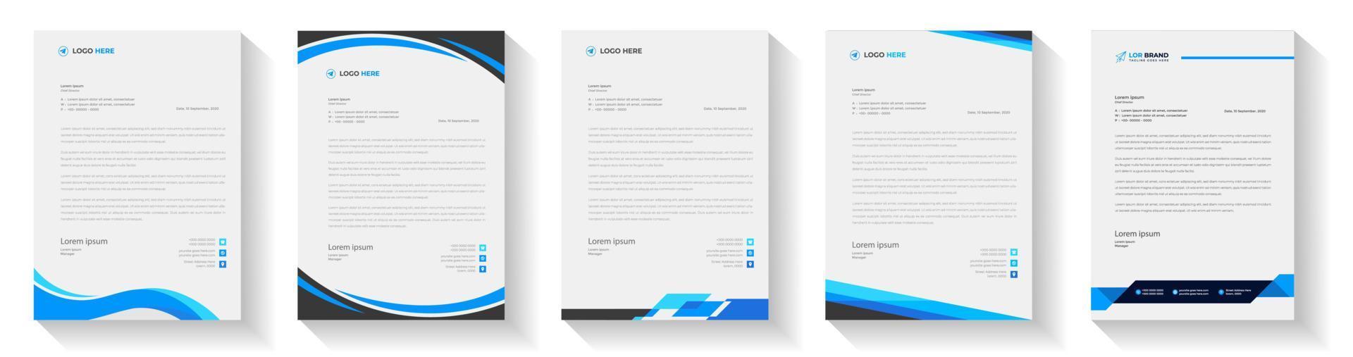 official minimal creative abstract professional newsletter corporate modern business proposal letterhead design template set with blue color. letter head design set with blue color. vector