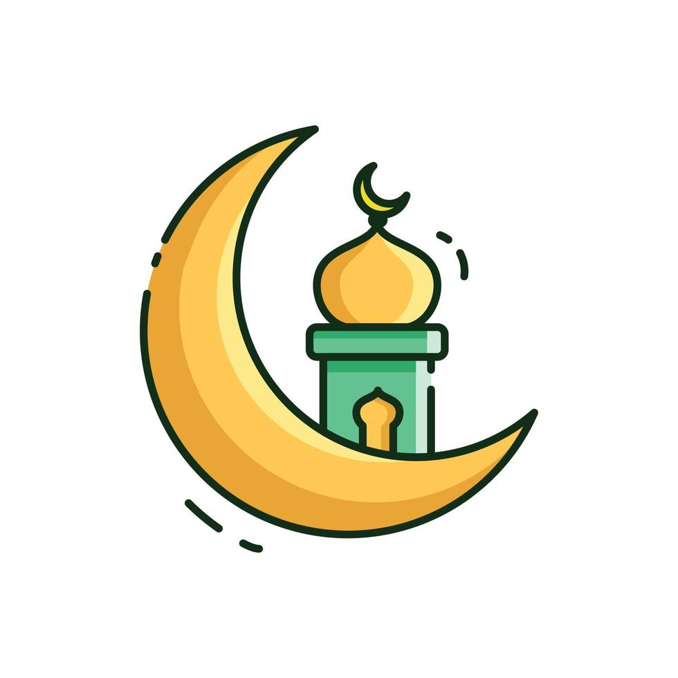 Illustration vector graphic of the Crescent Moon and Mosque