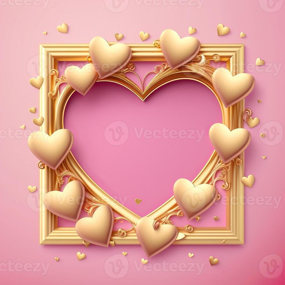 Pink hearts patterned on pink background, valentine's day. photo