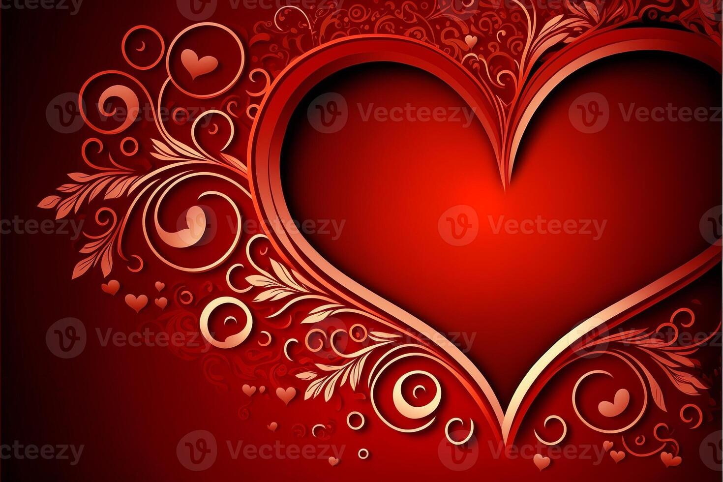 Patterned red hearts on red background valentine's day. photo